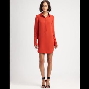Vince 100% silk shirt dress - orange - size 8